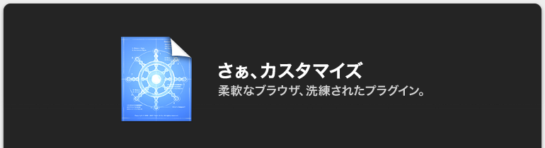 さぁ、カスタマイズ。柔軟なブラウザ、洗練されたプラグイン。