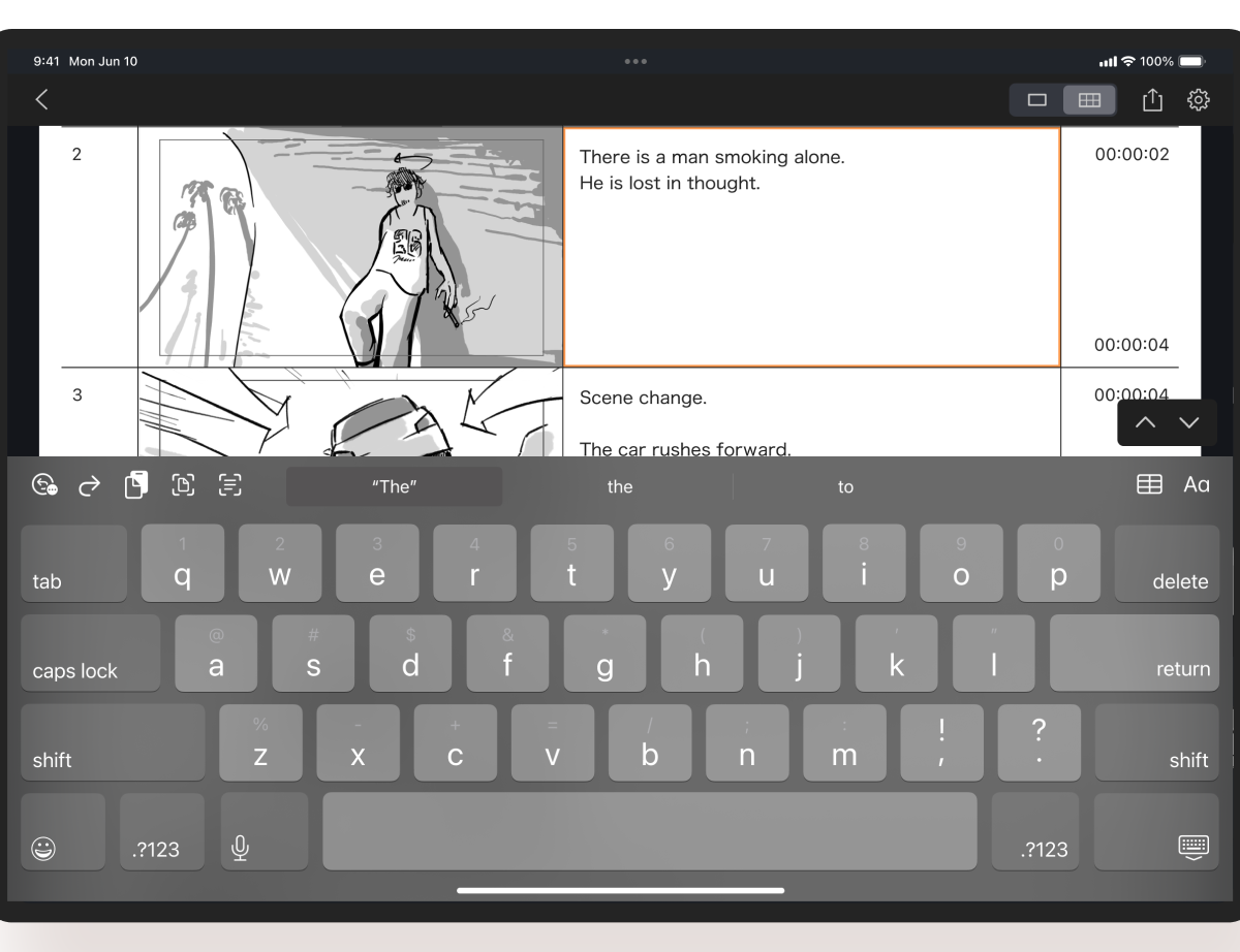 Storyboard view screen